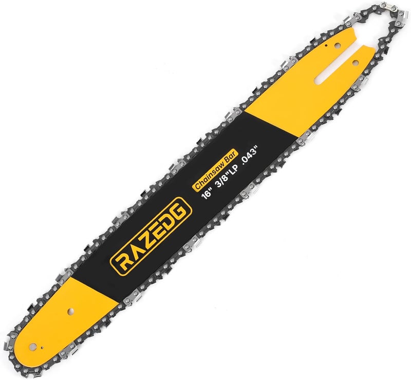 RazEdg 16 Inch Chainsaw Bar and Carbide Chain Combo, 3/8" LP Pitch, 043" Gauge, 55 Drive Links, Fits Stihl MS170, MS171, MS180c and More- 61PMN3, R55 (1 bar + 1 carbide chain) - Image 1